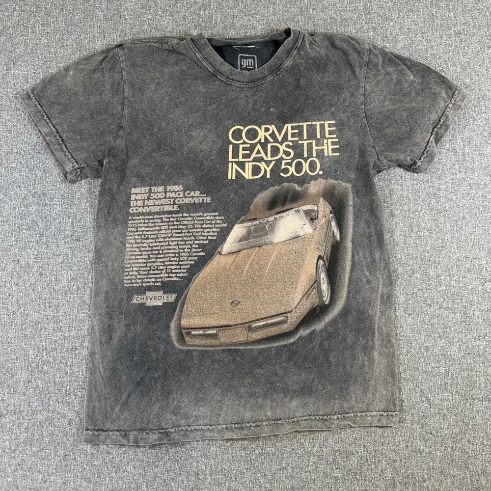 Chevrolet Corvette Indy‎ 500 Pace Car Graphic T-Shirt Mens Small Gray GM 1986